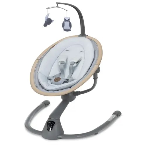 Maxi-Cosi Cassia Smart Baby Swing for Infants, Portable Foldable Swing with Music, 360 Rotation, 5 Speeds, 12 Melodies, EcoCare Fabric, Auto Motion Sensor, 2 Reclines, Classic Slate