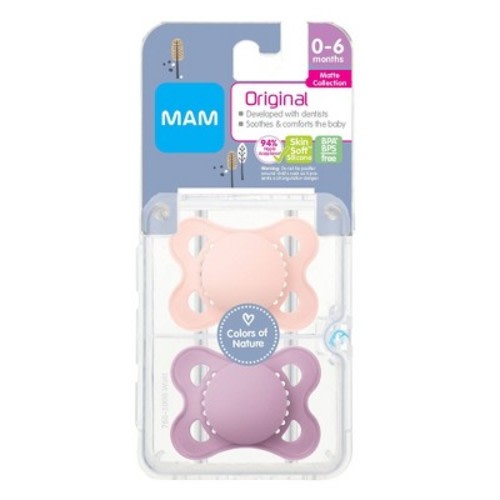 MAM Matte Original Unprinted Pacifier 0-6 Months - Girl - 2pc