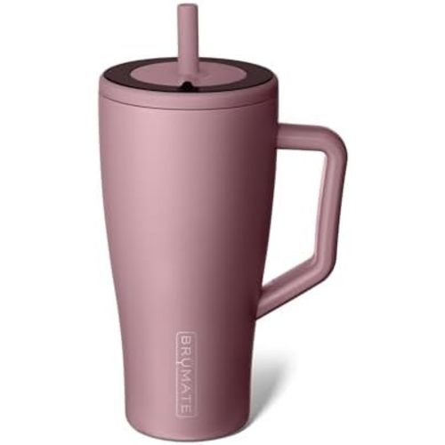 BrüMate Era 30 oz Tumbler with Handle and Straw | 100% Leakproof Insulated Water Bottle Tumbler with Lid and Flexible SoftSip Straw | Made of Stainless Steel | Cup Holder Friendly | 30oz (Rose Taupe)