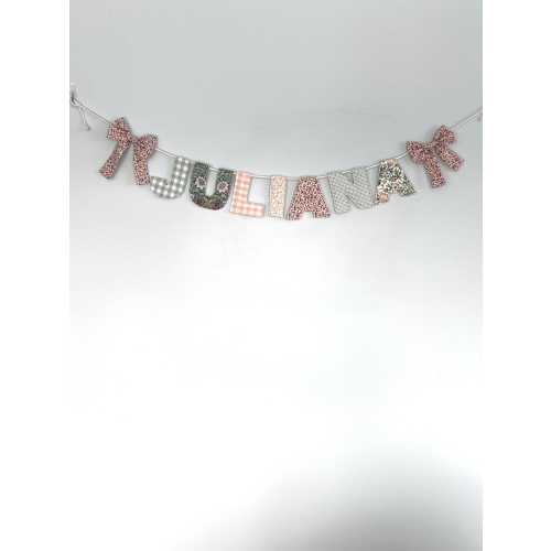 Custom Quilted Baby Name Banner Bows Nursery Wall Decor