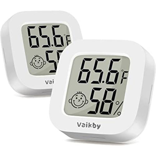 Vaikby Indoor Thermometer 2Pack, Humidity Gauge Meter Digital Hygrometer Room Thermometer for Home, Hight Accurate Temperature and Humidity Monitor for Greenhouse, Reptile, Humidors, Cellar, Office