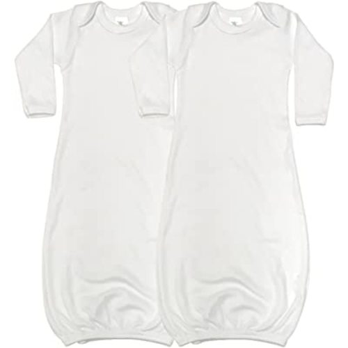 Baby Long Sleeve Sleeper Gowns (Set of 2 -LG3800) White 0-3 months