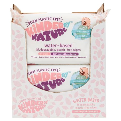 Kinder by Nature Water-Based Baby Wipes - 56 Count (Case of 12 packs)