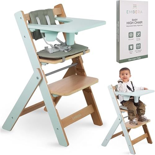 Convertible Baby High Chair for Babies and Toddlers, 6 Months Adjustable Foot Rest, Cushion, 5 Point Harness, Cotton bib, 90 Degree Position, Wooden Baby Essentials, Hand Made, Easy to Clean, Grows