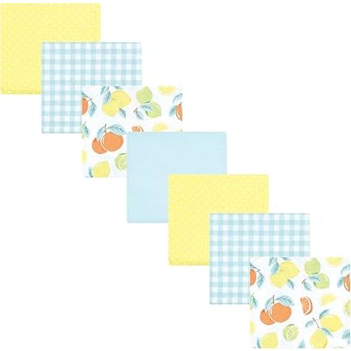 Hudson Baby Unisex Baby Cotton Flannel Receiving Blankets Bundle, Citrus Mint, One Size