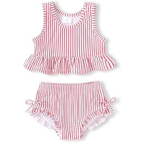 HAPPYMA Baby Swimsuit Toddler Girl Bathing Suit Summer Stripe Bikini Set Beach Two Piece Swim Wear