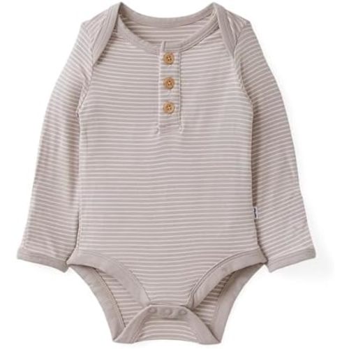 Little Sleepies Henley Bodysuit, Soft Viscose from Bamboo Long Sleeve Bodysuit for Baby Boys & Girls, Baby Clothes