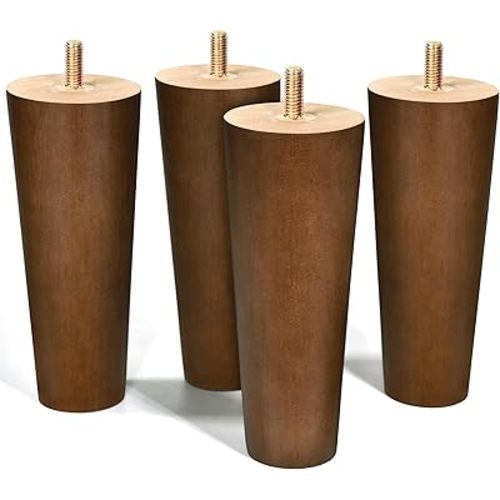 AORYVIC Furniture Legs Wood Sofa Legs Walnut Color Couch Replacement Legs for Cabinet Vanity Couch Chair Dresser Pack of 4 (6 inch)