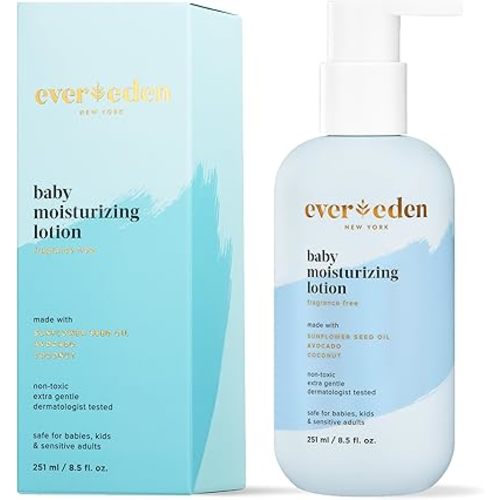 Evereden Moisturizing Baby Lotion for Newborn 8.5 oz. | Lightweight & Non-Greasy Toddler Lotion | Clean & Gentle Baby Care | Non-toxic & Fragrance Free