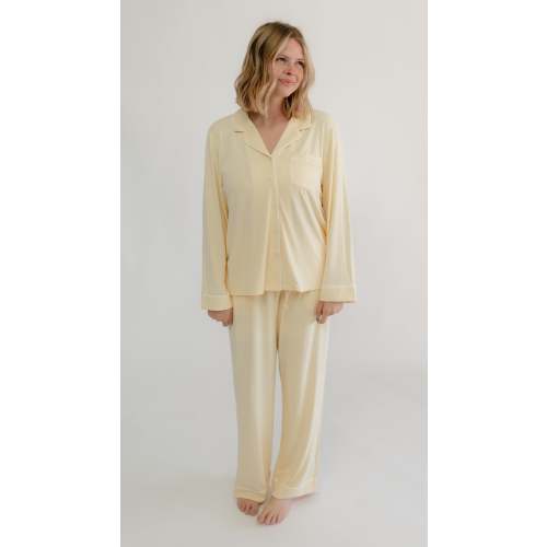 Women's Button Up Set In Butter Yellow