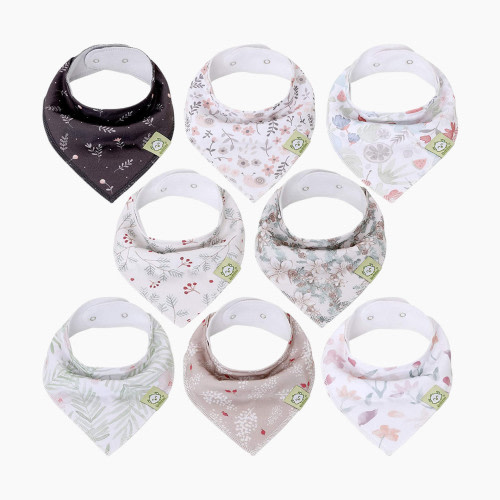 KeaBabies Organic Bandana Bibs (8 Pack) - Bloom, 8