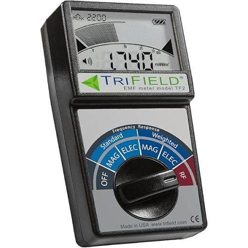 EMF Meter Model TF2 – #1 Handheld EMF Detector for 3 Types of Electromagnetic Fields: Radio/Magnetic/Electric - Measure 5G, Cell Towers, WiFi, Bluetooth, & Smart Meters - Made in USA