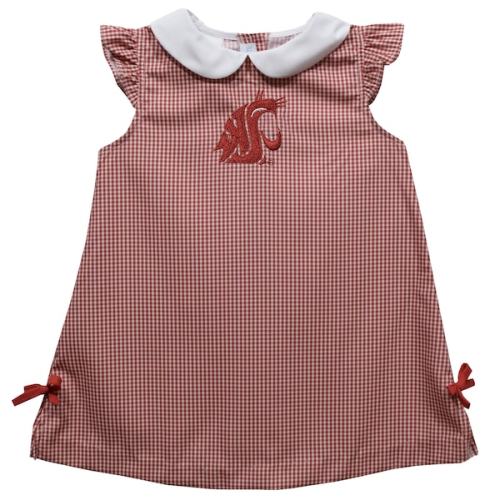 Washington State Cougars Vive La Fete Toddler Girls Mini Check Pattern A-Line Dress - Crimson
