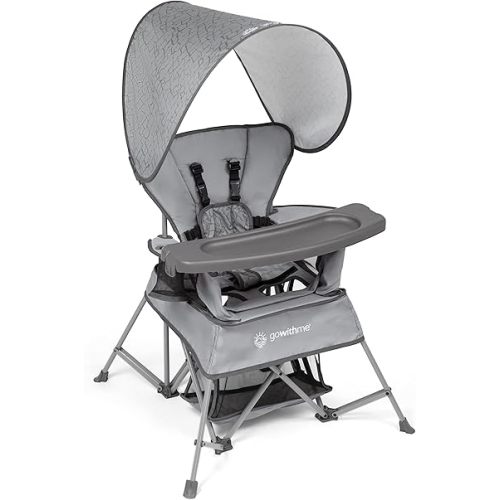 Baby Delight Go with Me Venture Portable Chair | Indoor and Outdoor | Sun Canopy | 3 Child Growth Stages | Elephant Grey