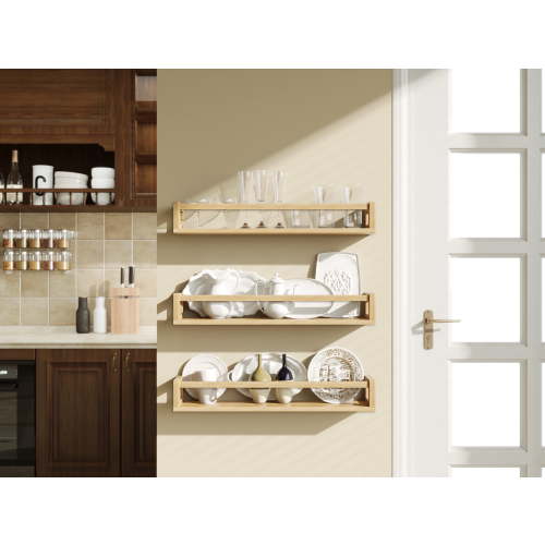 vivilife Solid Wood Floating Shelves for Nursery & Kids Room, 15.7", Walnut Brown (Set of 3)