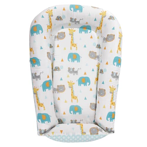 Bimocosy Infant Loungers 0-24 Months with Removable Cover, 2 Parts, Baby Loungers Soft Breathable, Machine Washable, with Zipper, Green Woodland Print