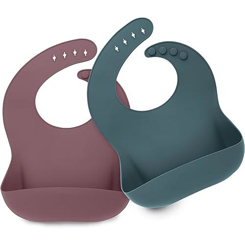 KeaBabies 2-Pack Silicone Bibs For Babies