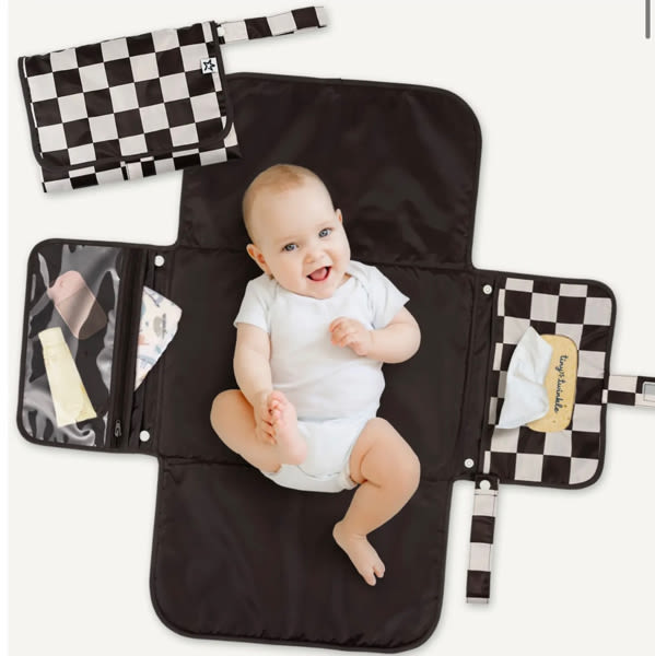 Portable/Foldable Waterproof Diaper Changing Pad with Smart Wipes Pocket