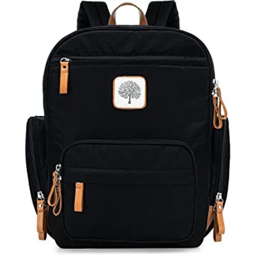 Parker Baby Co. Diaper Backpack - Full Zip Diaper Bag with Insulated Pockets - Black