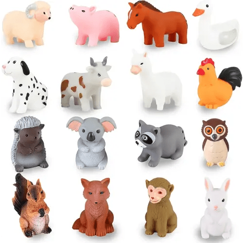 XY-WQ Mold Free Bath Toys No Hole, for Infants 6-12& Toddlers 1-3, No Hole No Mold Bathtub Toys (Animal, 16 Pcs with Mesh Bag)
