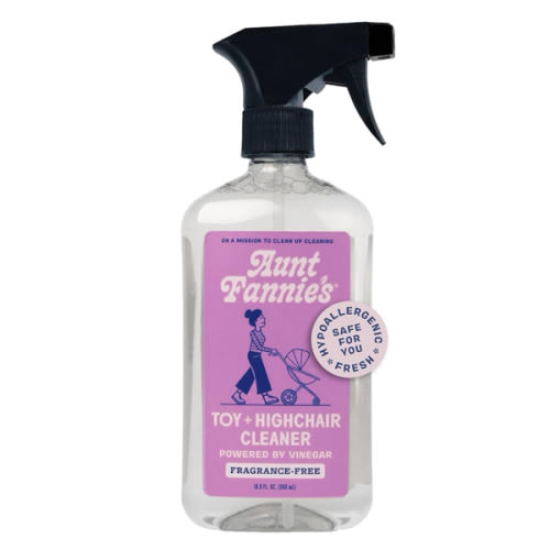 Aunt Fannie's Toy and Highchair Cleaner, Hypoallergenic, Multi-Purpose Spray Powered by Vinegar for Toys, High Chairs, Car Seats, Swings, Counters, and Other Hard Surfaces Fragrance Free, Pack of 1