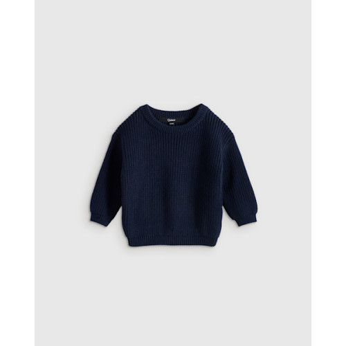 100% Organic Cotton Fisherman Tunic Sweater in Navy