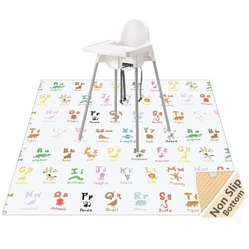 WOMUMON 51" Splat Mat for Under High Chair/Arts/Crafts, Baby Washable Spill Mat Waterproof Anti-Slip Floor Splash Mat, Portable Play Mat and Table Cloth