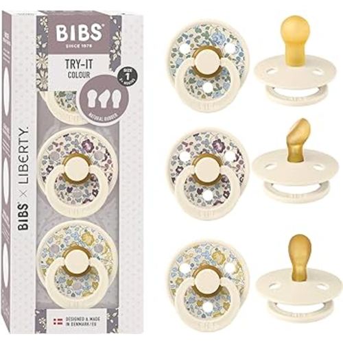 BIBS Pacifiers Try-It Collection | 3-Pack Soothers | BPA-Free Symmetrical Nipple | Made in Denmark | One Size 0-6 Months | Eloise