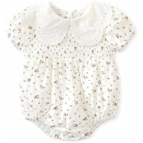 Curipeer Infant Girls Summer Floral Romper Baby Bubble Sleeve Ruffle Romper Outfit 3M-2T