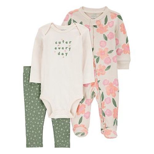 Baby Girls Carter's 3-pc. Long Sleeve Bodysuit, Pants, & Zip-Up Set