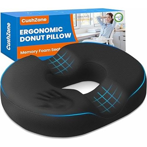 Donut Pillow Seat Cushion for Postpartum Pregnancy, Large Ergonomic Chair Seat Cushions, Office Chair Cushion, Breathable Hemorrhoid Pillow, Lifting Chair Pads for After Surgery(Black)