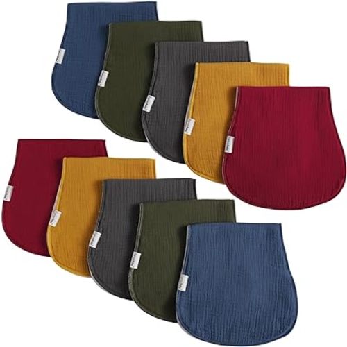 Muslin Burp Cloths for Baby,Organic Burping Cloths for Babies Boys Girls,Spit Up Rags Extra Soft and Absorbent 10 Pack