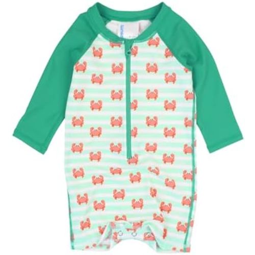 RUGGEDBUTTS Baby/Toddler Boy Swimsuit, One Piece Zipper Rash Guard Sunsuit with UPF 50+ Sun Protection