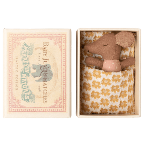 Sleepy wakey baby mouse in matchbox - Rose - Maileg USA