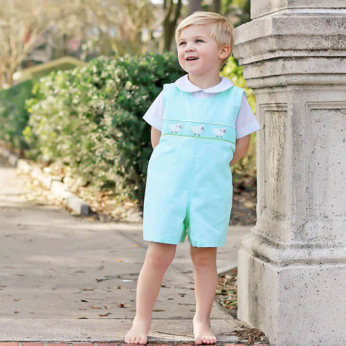 Baby Lamb Smocked Jon Jon Mint Gingham