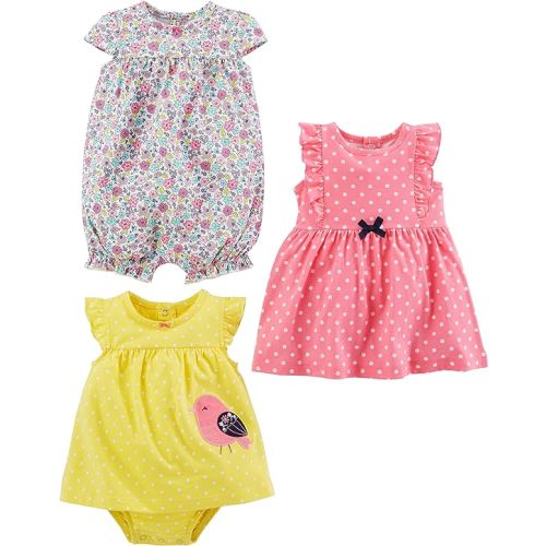 Simple Joys by Carter's Baby Girls' 3-Pack Romper, Sunsuit and Dress