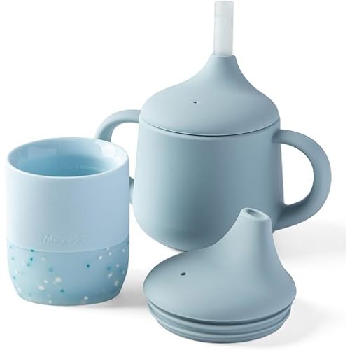 Moonkie Baby Training & Sippy Cup Set | 4 Months+ | Baby-Led Weaning Essential | Gift (Ether Cup Set, 2 Pack)