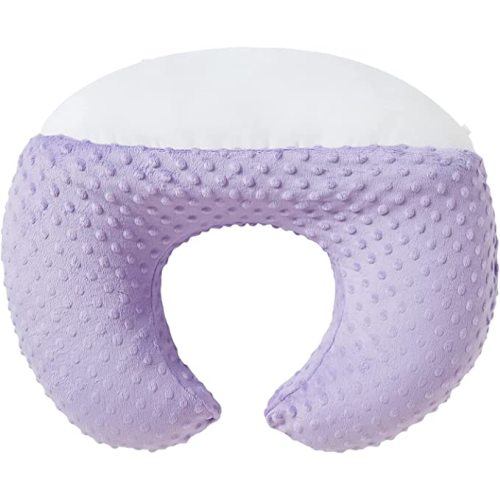 Nursing Pillow and Positioner Breastfeeding and Bottle Feeding, Propping Baby, Tummy Time, Sitting Support for Baby Boy Girl, with Removable Dots Cover (Lavender)
