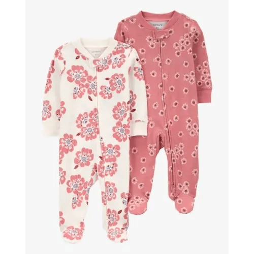 Baby 2-Pack Floral 2-Way Zip Cotton Sleep & Play Pajamas - Carter's | Carter's