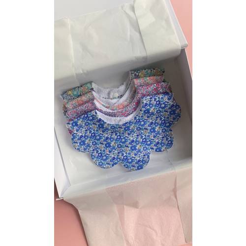 Set of 4 Liberty London baby dribble scalloped bibs