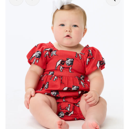 The Georgia Bulldogs Puff Sleeve Onesie
