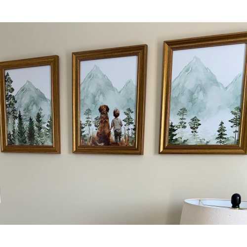 Golden Retriever Mountain Boy Digital Print for Nursery
