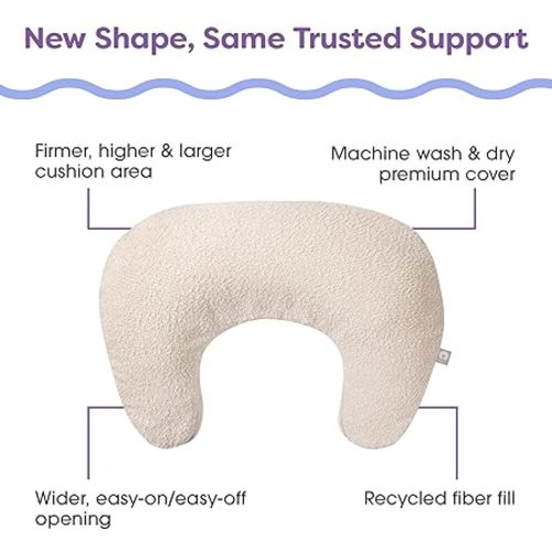 Boppy Nursing Pillow - Ergonomic Bottle & Breastfeeding Pillow with High, Firm, Large Area, Water-Repellent Cushion with Washable Cover; Baby Safety Alliance Verified - Oatmeal Boucle