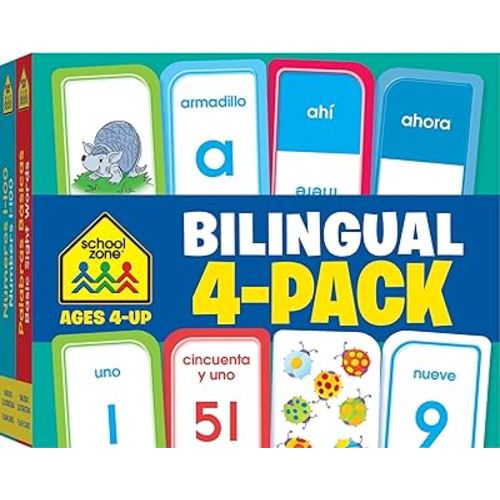 School Zone Bilingual Spanish/English Flash Card Set: Tarjetas de Índice Bilingües Español/Inglés, Alphabet, Sight Words, Numbers 1-100, Colors & Shapes, ESL, Language Immersion