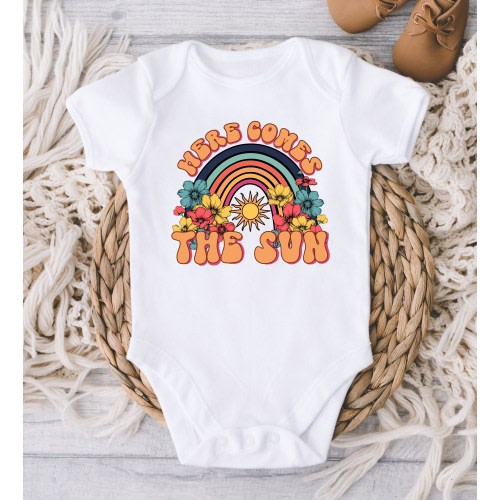 Here Comes The Sun Baby ONESIES® Brand Bodysuit - Summer Baby Bodysuit - Beatles Song - Baby Shower Gift - New Baby Gift - Hippie Baby Retro