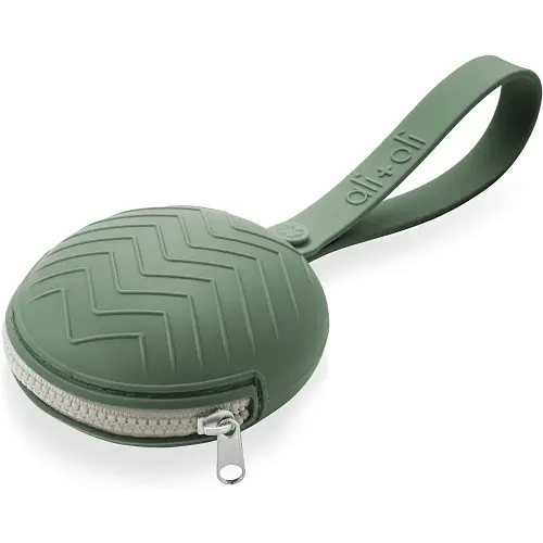 Ali+Oli Silicone Pacifier Holder Case (Army Green) BPA-Free Newborn Pacifier Holder, Travel Baby Pacifiers Silicone Pouch, Silicone Pacifier Storage Case, 3 by 1.6 Inches