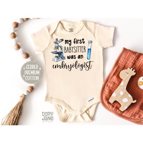 IVF Baby ONESIES® Brand Bodysuit My first Babysitter Embryologist Baby Bodysuit Cute In Vitro Fertilization Baby Outfit IVF Baby Reveal