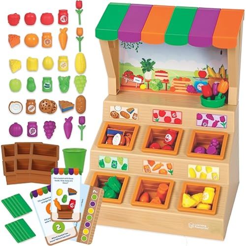 Learning Resources Mini Farmstand Sorting Set, Play Food Sets for Kids Kitchen, Grocery Store Pretend Play, Montessori Toys, Mini Food, Toddler Activities, Fine Motor Skills