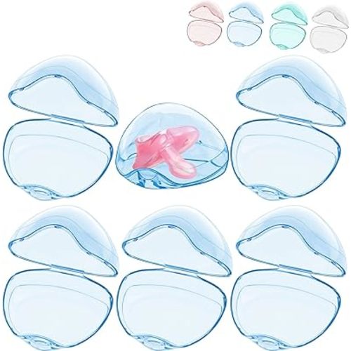 Smlpuame Pacifier Case,6 Pack BPA Free Pacifier Holder Case,Transparent Container Box for Baby Binky(Not Included),Essential Pacifier Accessories,Alway Keep Paci Clean,Easy to Clean(Blue)