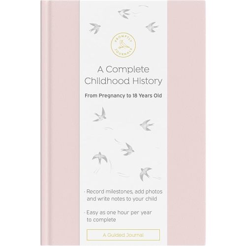 Promptly Journals, A Complete Childhood History: From Pregnancy to 18 Years Old (Powdered Lilac, Purple, Leatherette) | Baby Book and Pregnancy Journal | Baby Memory Book
